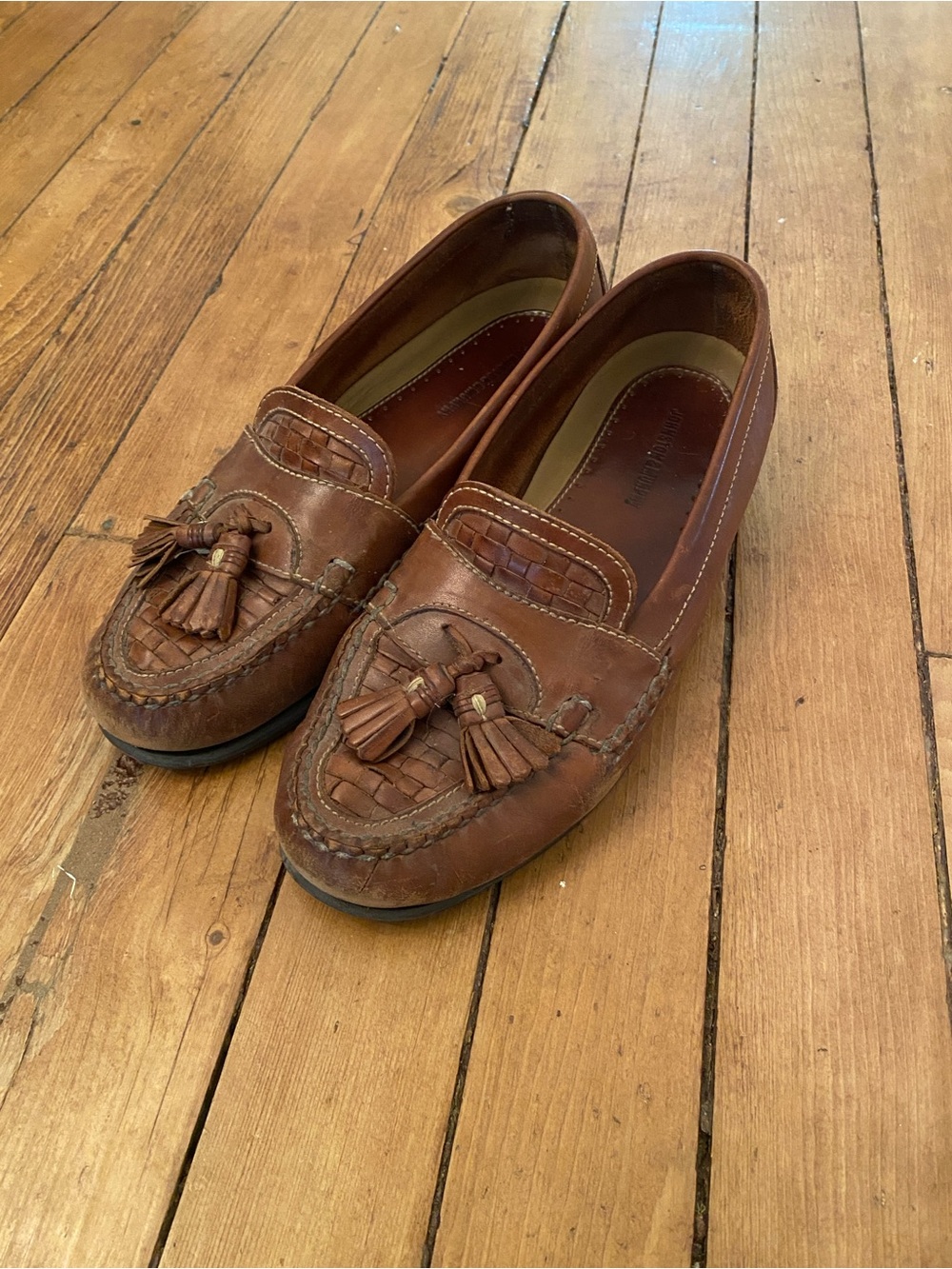 Men's Johnston and Murphy Brown Leather Tassel Loafers 11W